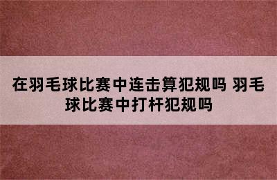 在羽毛球比赛中连击算犯规吗 羽毛球比赛中打杆犯规吗